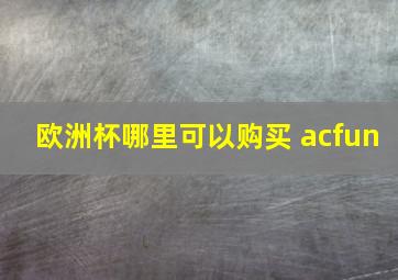 欧洲杯哪里可以购买 acfun